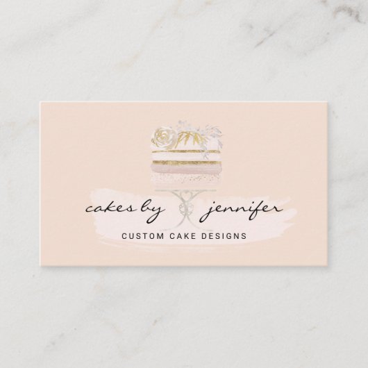 Cream Beige Baker Pastry Patisserie Birthday Cake 名刺 (正面)