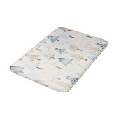 Cream Beige Blue Christmas Trees バスマット (アングル)