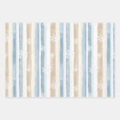 Cream Beige Blue Christmas Trees Winter Snow ラッピングペーパーシート (正面2)