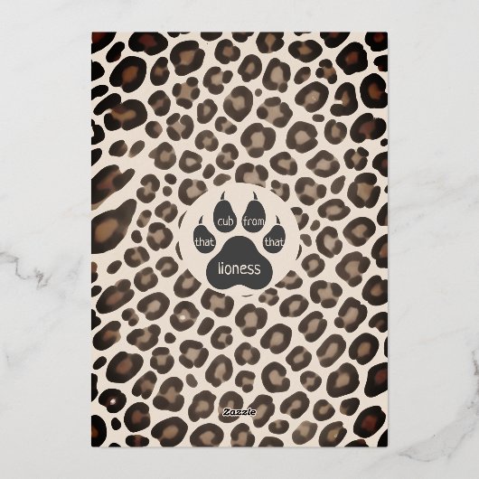 Cream Beige Cub Baby Shower 箔招待状 (裏面)