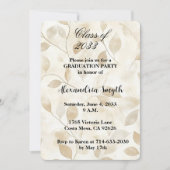 Cream Beige Leaves Graduation Invitation 招待状 (正面)