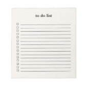 Cream Beige To Do List Minimalist Teacher Simple ノートパッド (正面)