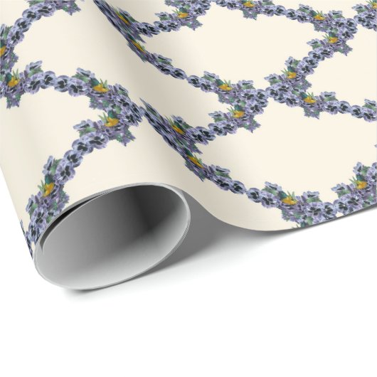 Cream bird and flower trellis wrapping paper ラッピングペーパー (ロールコーナー)