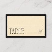 Cream Black Art Deco Sophisticated Botanical  プレイスカード (裏面)