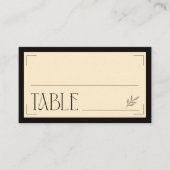 Cream Black Art Deco Sophisticated Botanical  プレイスカード (正面)
