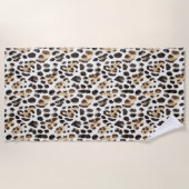 Cream Black Brown Leopard Animal   ビーチタオル (正面)