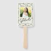 Cream Black Hand Drawn Doodle Graduation 2 Photo ハンドファン (裏面)