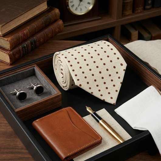 Cream & Black Micro Polka Dot  ネクタイ