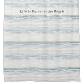 Cream Blue Beach Ocean Waves シャワーカーテン (正面)