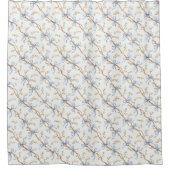 Cream Blue Bows シャワーカーテン (正面)