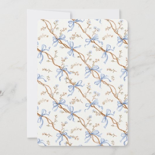 Cream Blue Bows 招待状 (裏面)