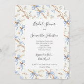 Cream Blue Bows 招待状 (正面/裏面)