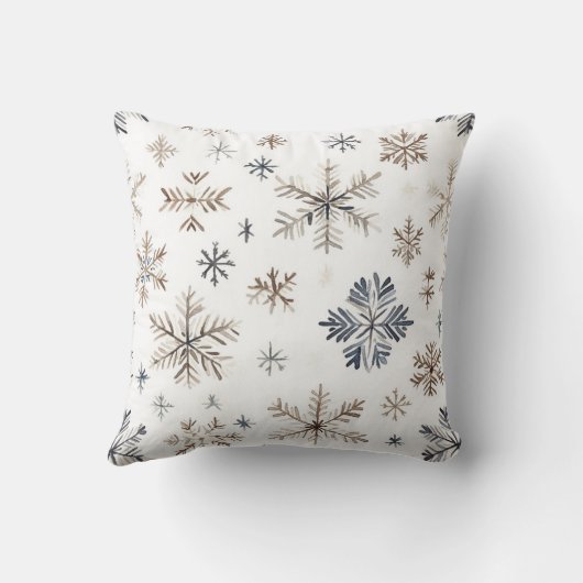 Cream Blue Brown Snowflakes Christmas クッション (裏面)