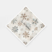 Cream Blue Brown Snowflakes Christmas スタンダードランチョンナプキン (角)