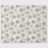 Cream Blue Brown Snowflakes Christmas ラッピングペーパー (フラット)
