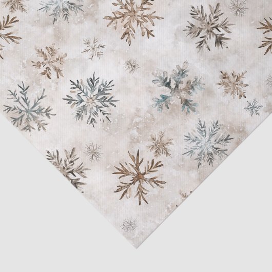 Cream Blue Brown Snowflakes Christmas 薄葉紙 (詳細)