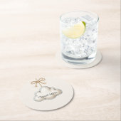 Cream Blue Cloud Nine Baby Shower ラウンドペーパーコースター (インサイチュ)