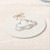 Cream Blue Cloud Nine Baby Shower ラウンドペーパーコースター (アングル)