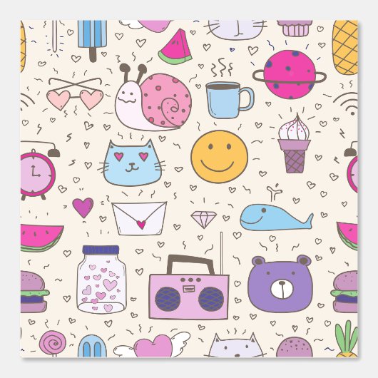 Cream & Blue pattern for Your Kid Room 壁紙 (正面)