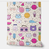 Cream & Blue pattern for Your Kid Room 壁紙 (ほどく)