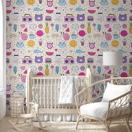 Cream & Blue pattern for Your Kid Room 壁紙 (キッズ)