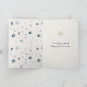Cream Blue Snowflakes Christmas Tree カード (内部)