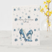 Cream Blue Snowflakes High Heels カード (黄色い花)