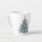 Cream Blue Winter Christmas Tree カフェラテマグ (左アングル)