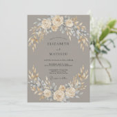 Cream Blush Botanical Flourish Wedding 招待状 (スタンド正面)