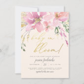 Cream Blush Gold Baby in Bloom Floral Baby Shower 招待状 (正面)