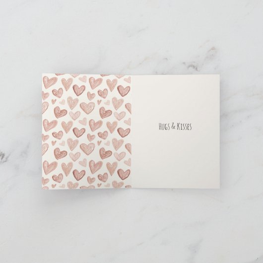 Cream Blush Pink Heart Valentine's Day カード (内部)