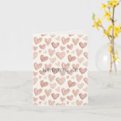 Cream Blush Pink Heart Valentine's Day カード (黄色い花)