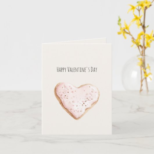 Cream Blush Pink Heart Valentine's Day カード (黄色い花)