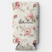 Cream Blush Pink Roses  スリム缶クーラー (正面)