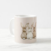 Cream Blush Three Cute Bunny Rabbits コーヒーマグカップ (正面左)