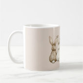 Cream Blush Three Cute Bunny Rabbits コーヒーマグカップ (左)