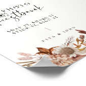 Cream Bohoフローラ結婚のフォトゲストブックサイン ポスター (角)