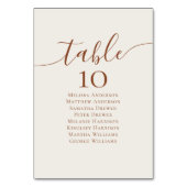 Cream Boho書道の結婚テーブル座席表 テーブルナンバー (正面)