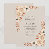 Cream Botanical Autumn Wedding 招待状 (正面/裏面)
