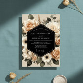 Cream Botanical Enchantment Wedding 招待状