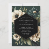Cream Botanical Moody Wedding 招待状 (正面)