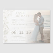 Cream Botanical Photo Wedding Save the Date (正面)
