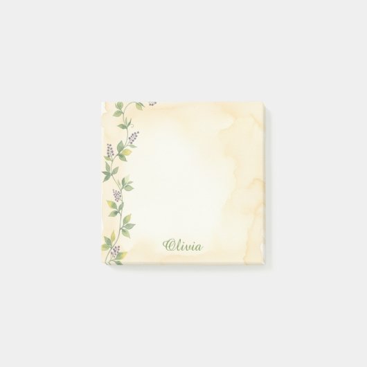 Cream Botanical Vine Personalized Sticky Notes ポストイット (正面)