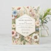 Cream Botanical Whimsical Wedding 招待状 (スタンド正面)