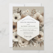 Cream Botanical Whisper Wedding 招待状 (正面)