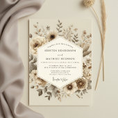 Cream Botanical Woodland Wedding 招待状