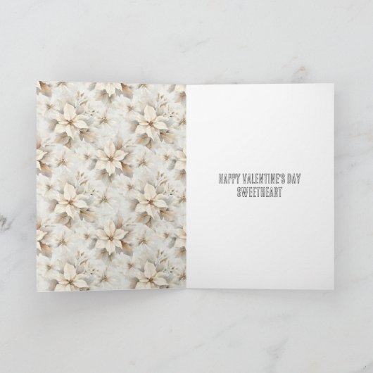 Cream Bow Heart Floral Valentine's Day Love カード (内部)