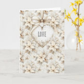 Cream Bow Heart Floral Valentine's Day Love カード (黄色い花)