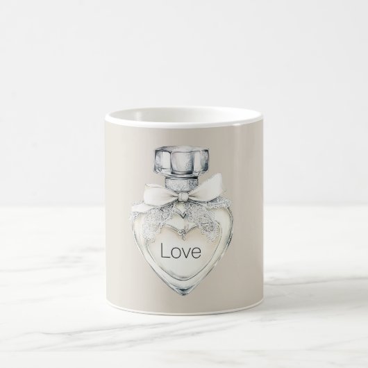 Cream Bow Heart Perfume Bottle コーヒーマグカップ (中央)