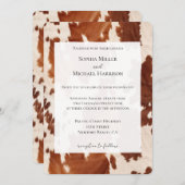 Cream Brown Cowhide Western Wedding 招待状 (正面/裏面)